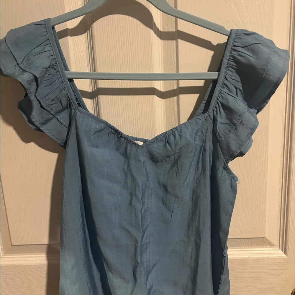 Blu Pepper Sky Blue Ruffle Blouse